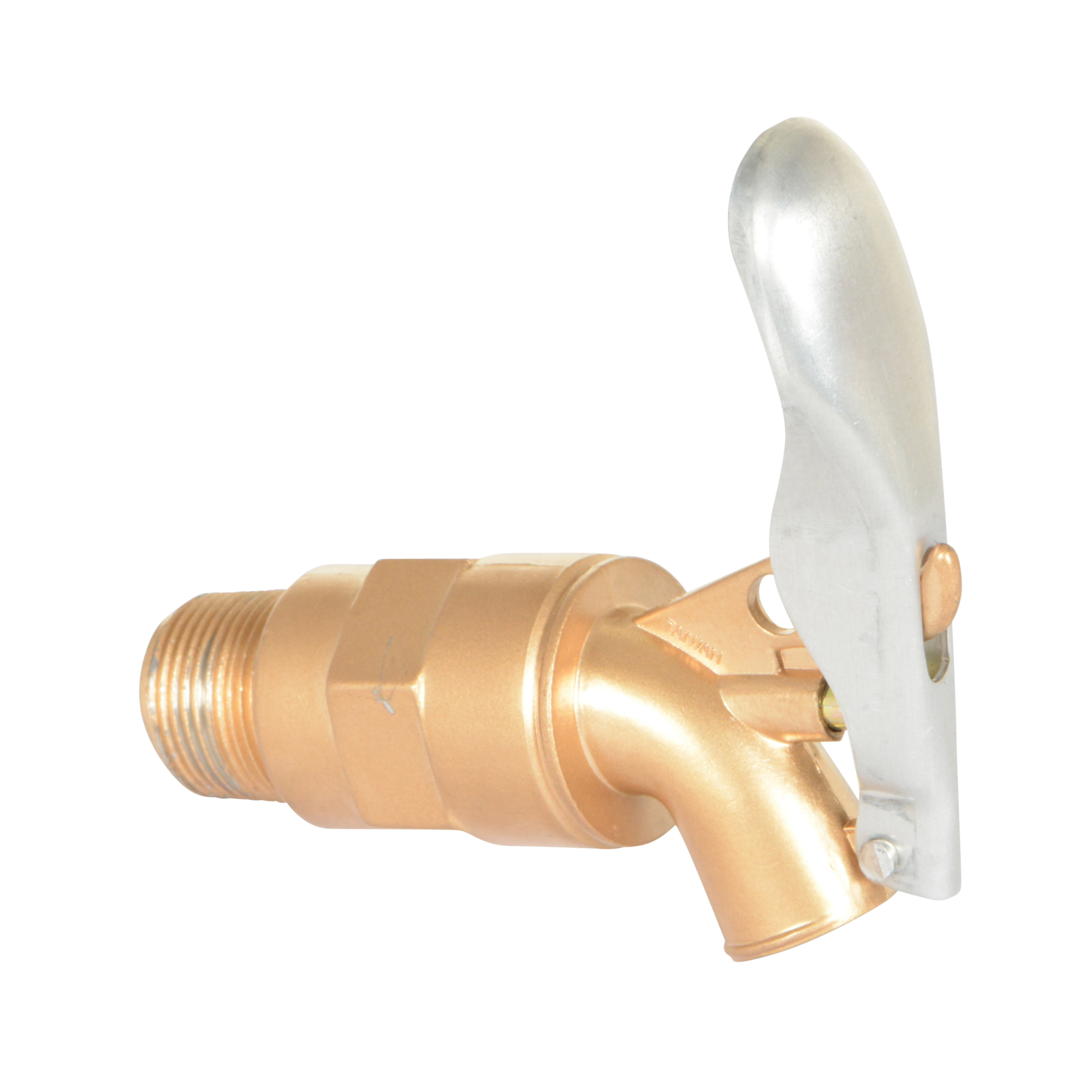 Vestil Brass-Plated Aluminum Drum Faucet - 3/4in., Spring-Loaded Lockable Handle, 4.5in. Max Lift Height, Model# DFT-AL